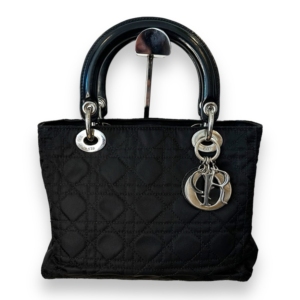 Christian Dior Vintage Lady Dior Cannage Nylon Handbag